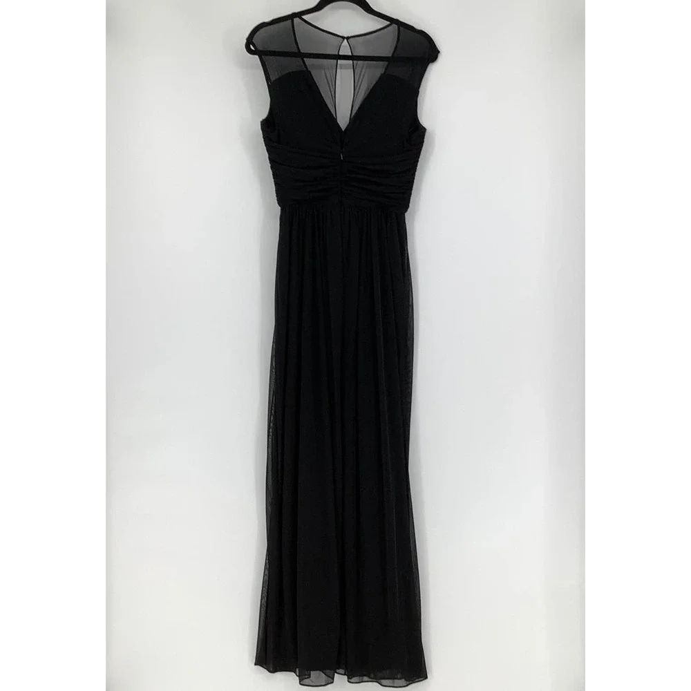 NEW! Alfred Sung Women's 10 Chiffon V-Neck Maxi Black Dress $231 msrp J2-11 - Picture 4 of 9